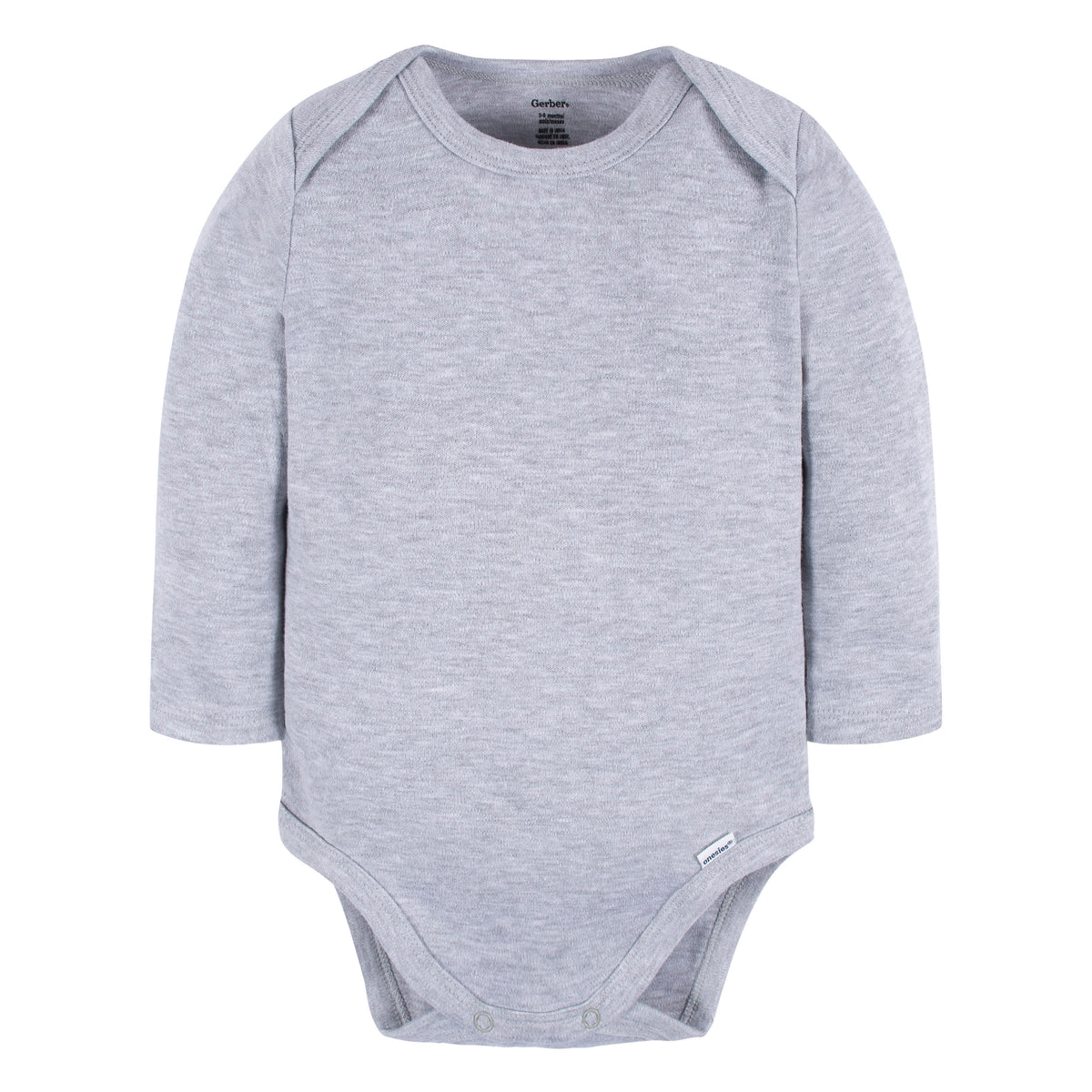 5-Pack Baby Grey Heather Premium Long Sleeve Lap Shoulder Onesies Bodysuits, view 2