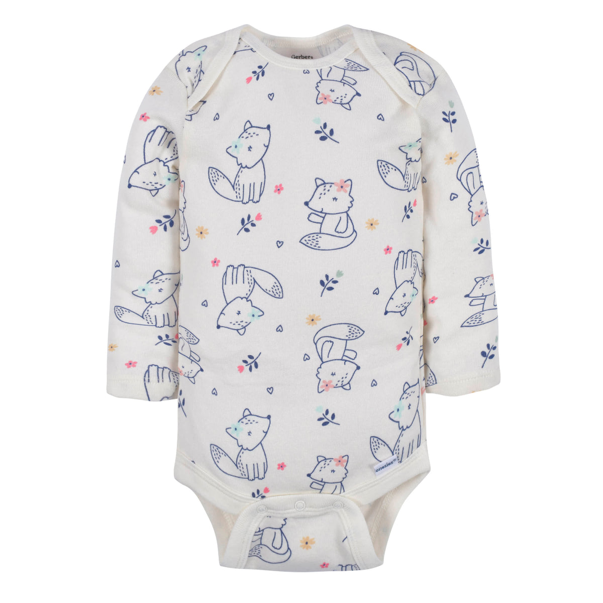 3-Pack Baby Girls Fox Long Sleeve Onesies Bodysuits, view 5