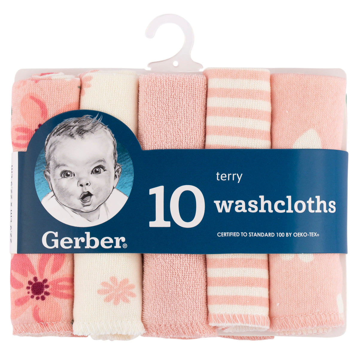 10-Pack Baby Girls Kitty Floral Washcloths, view 2