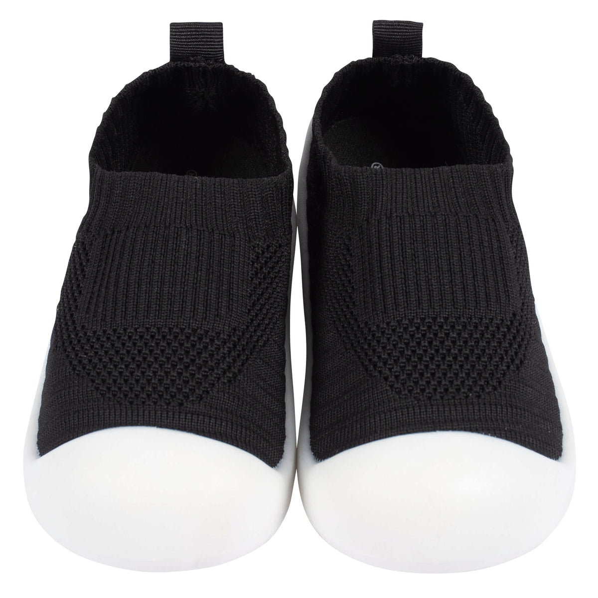 Infant & Toddler Boys Black Stretchy Knit Slip-On Sneaker, view 3