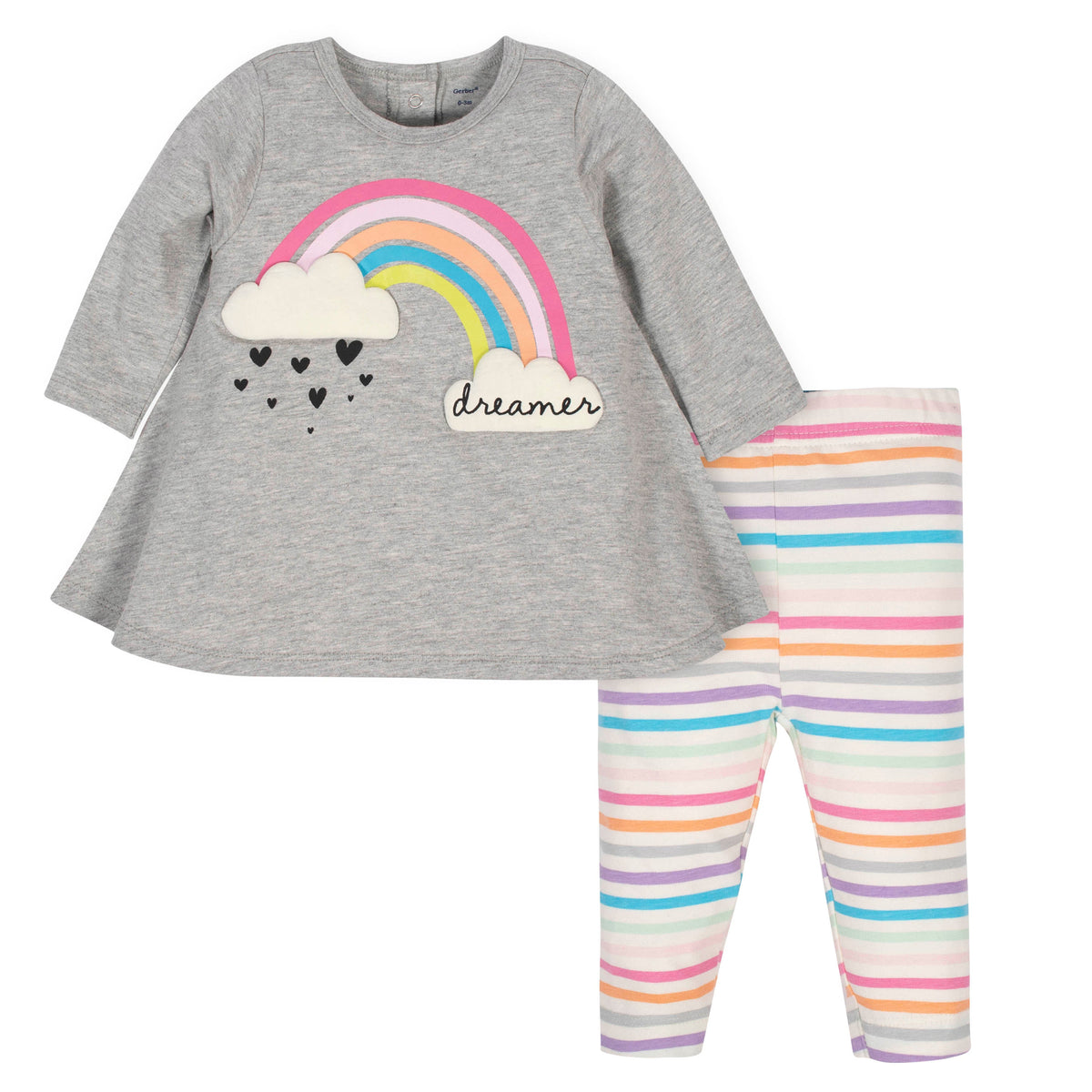 2-Piece Baby Girls Rainbow Dress and Legging Set