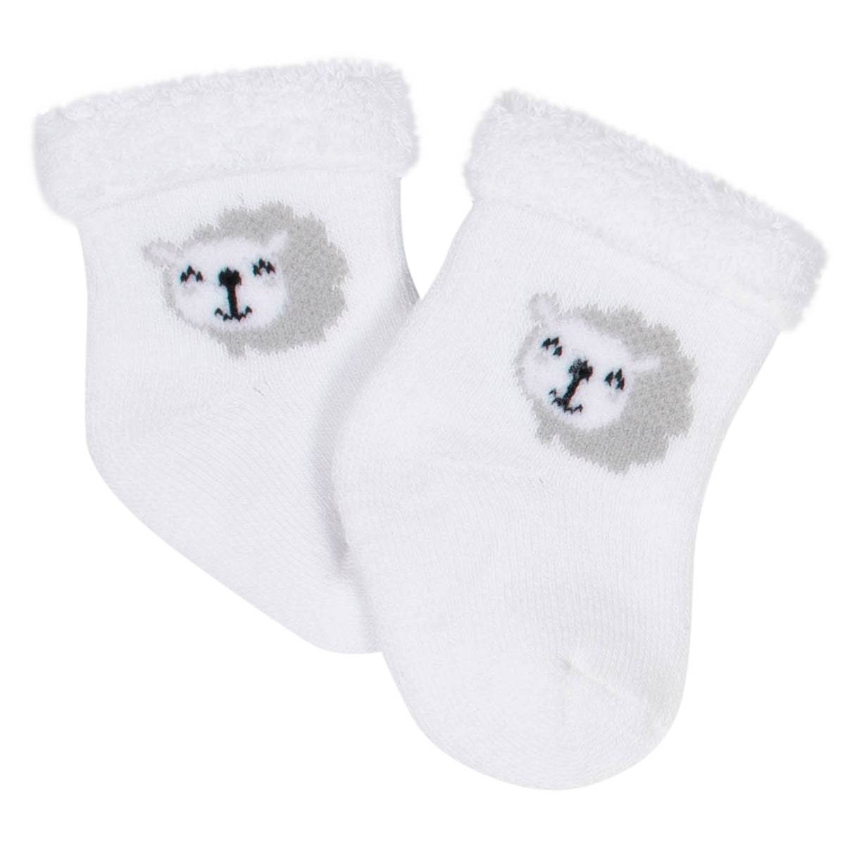 6-Pack Baby Neutral Lamb Wiggle-Proof Terry Bootie Socks, view 2