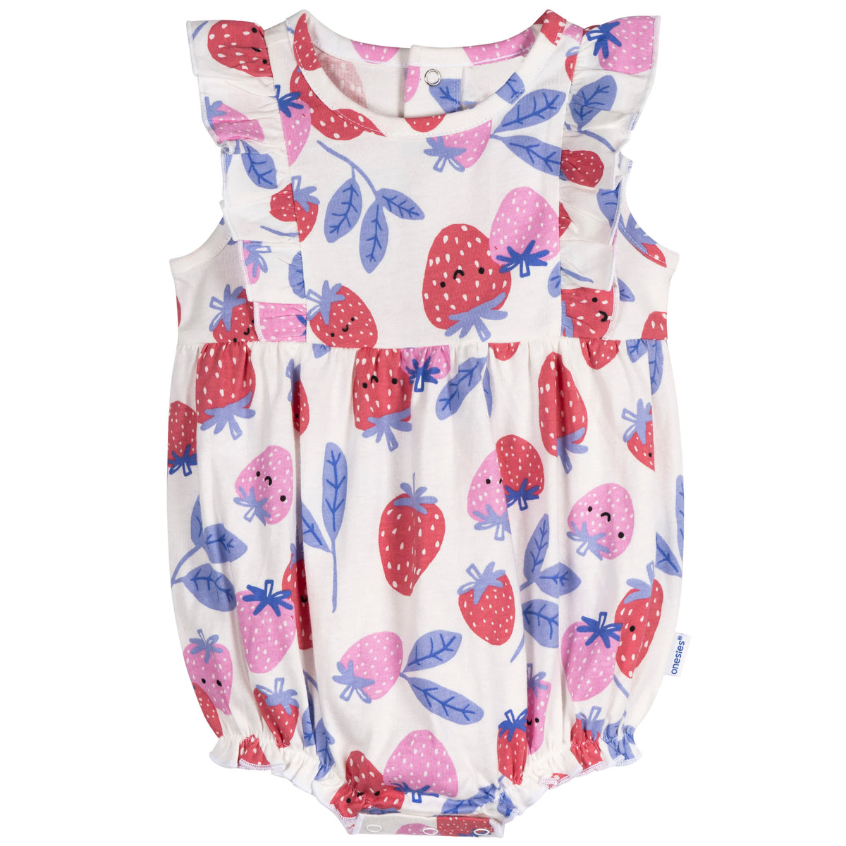 3-Pack Baby Girls Strawberries Rompers, view 6