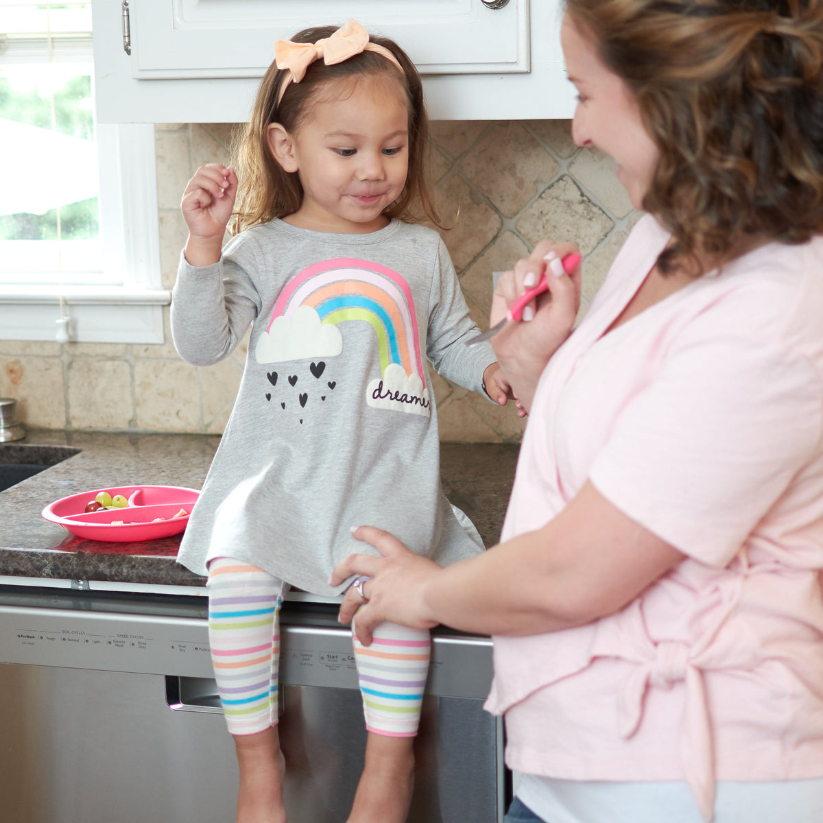 2-Piece Toddler Girls Rainbow Dress and Legging Set, view 3