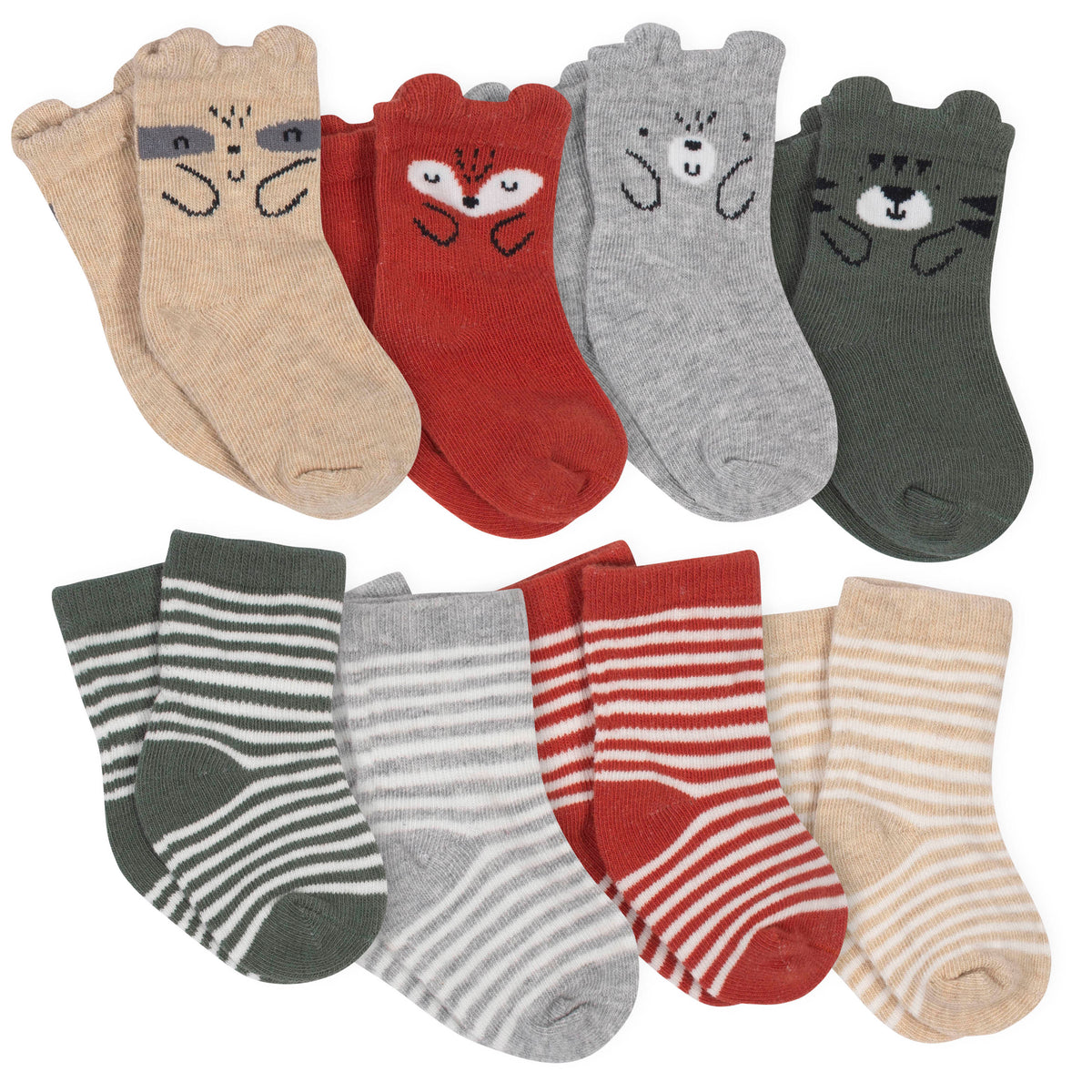 8-Pack Boys Animals Jersey Crew Socks
