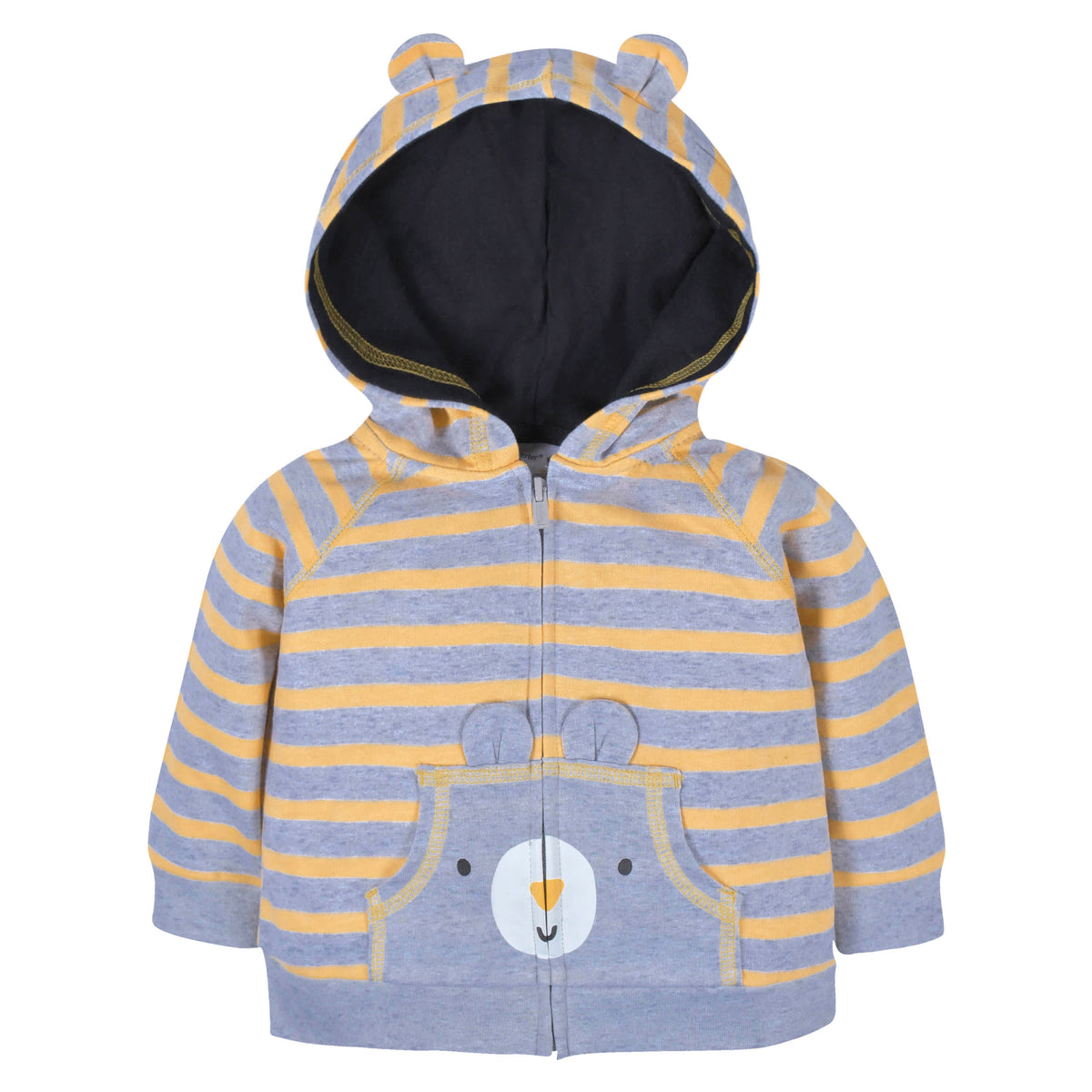 2-Piece Baby & Toddler Boys Striped Bear Terry Zip Hoodie & Joggers Set, view 2