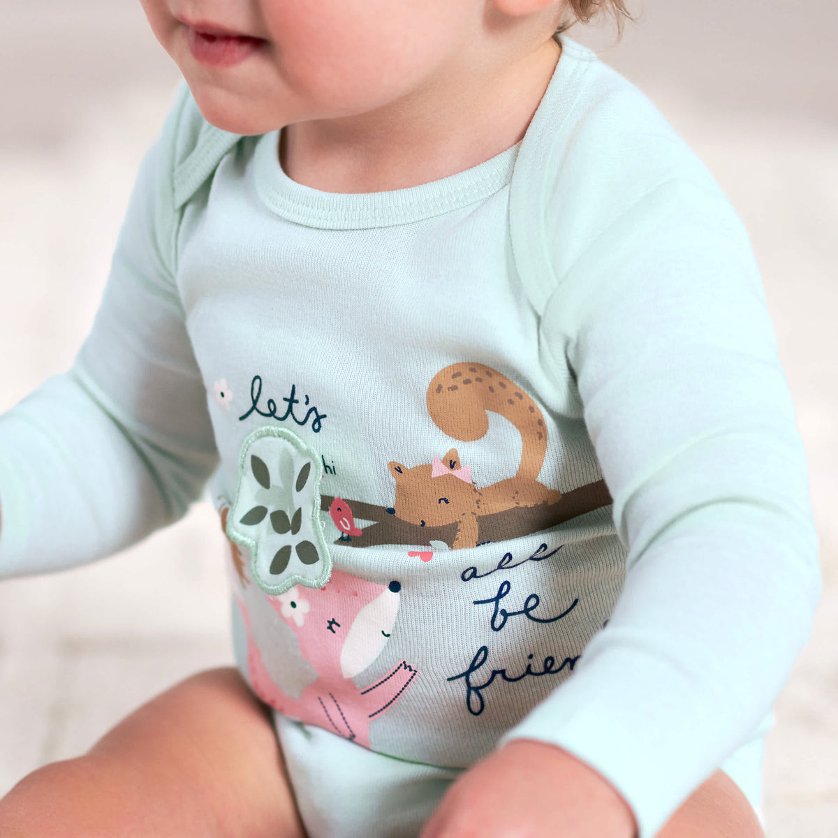 3-Pack Baby Girls Fox Long Sleeve Onesies Bodysuits, view 2