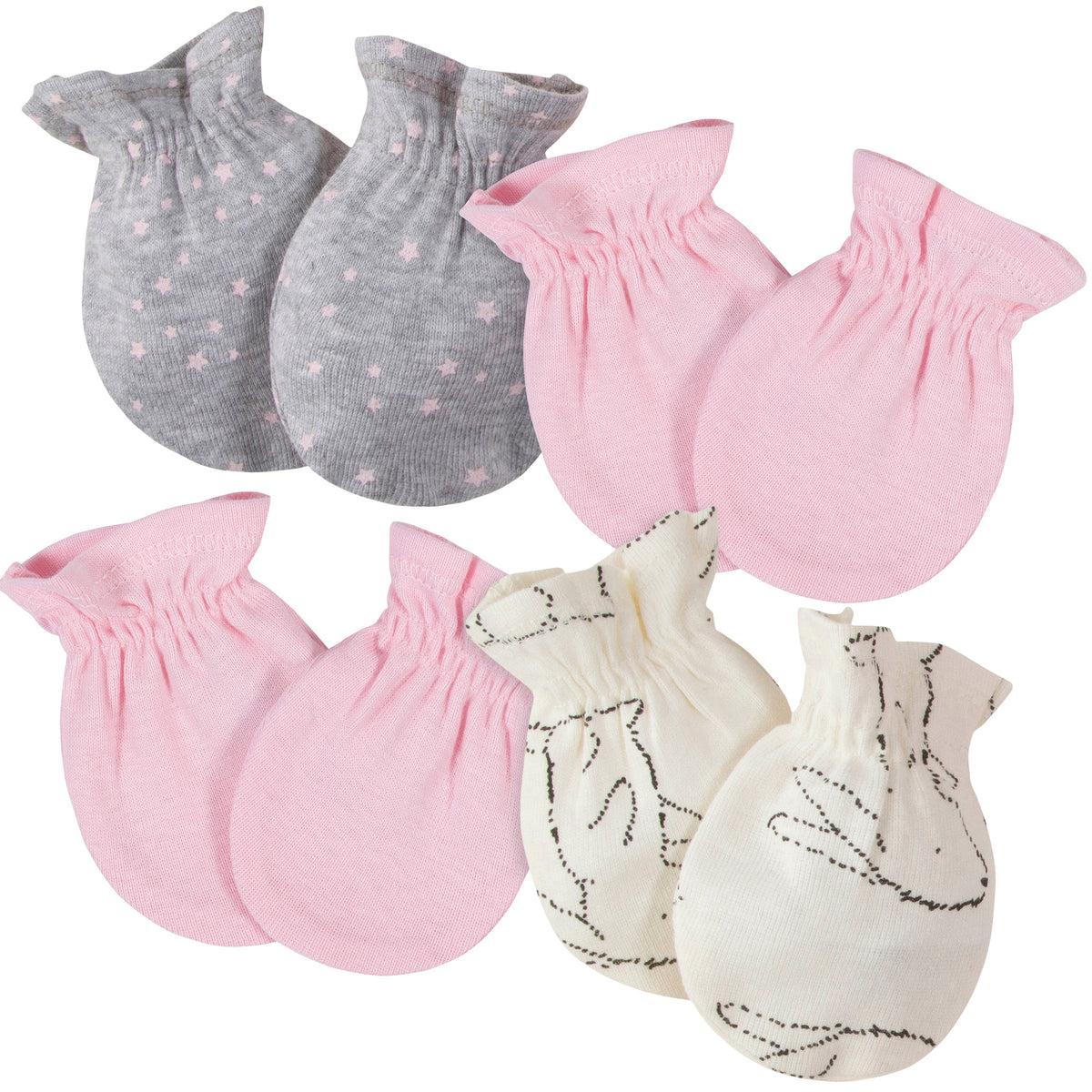 4-Pack Baby Girls Love No Scratch Mittens
