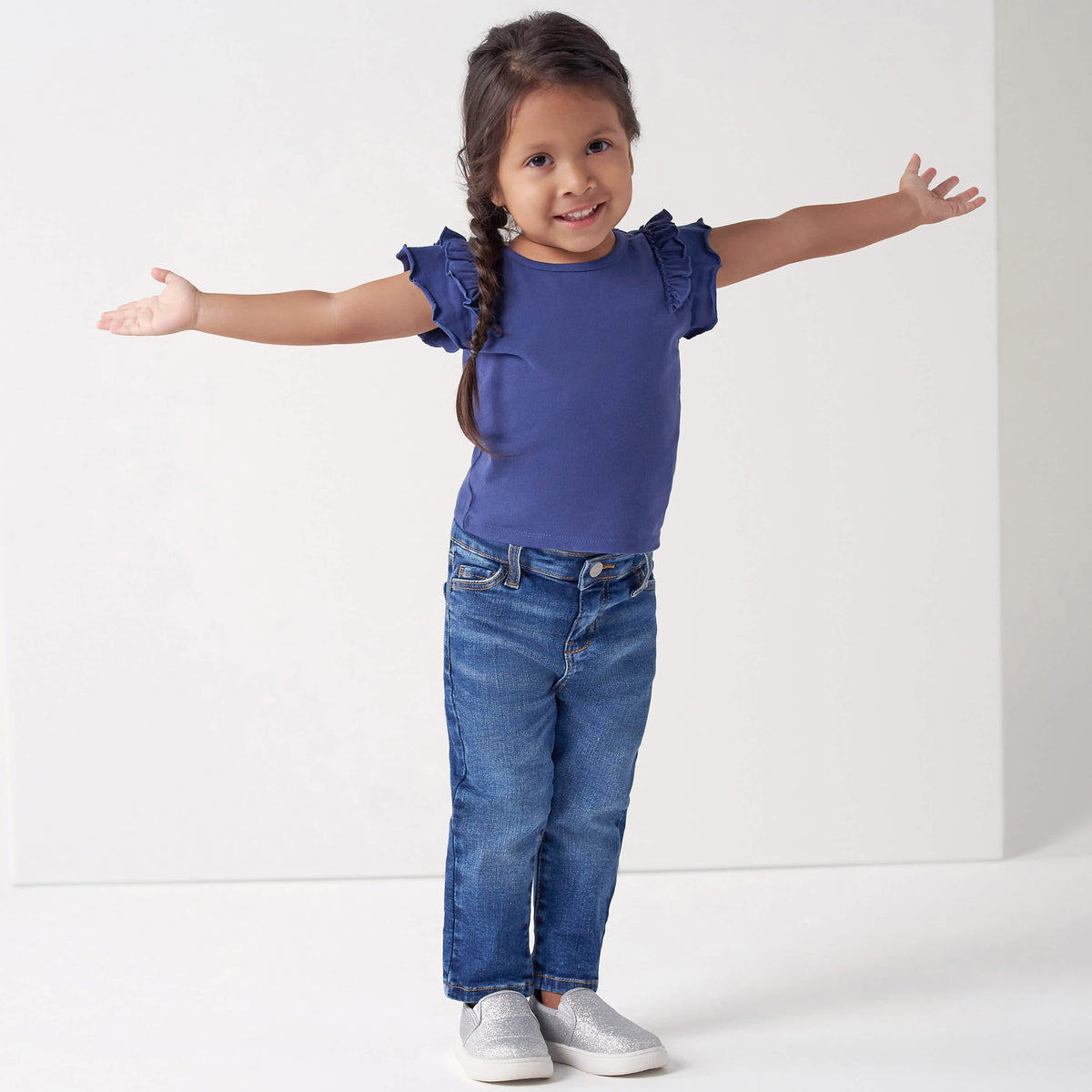 Infant and Toddler Neutral Blue Straight Fit Jeans, view 3