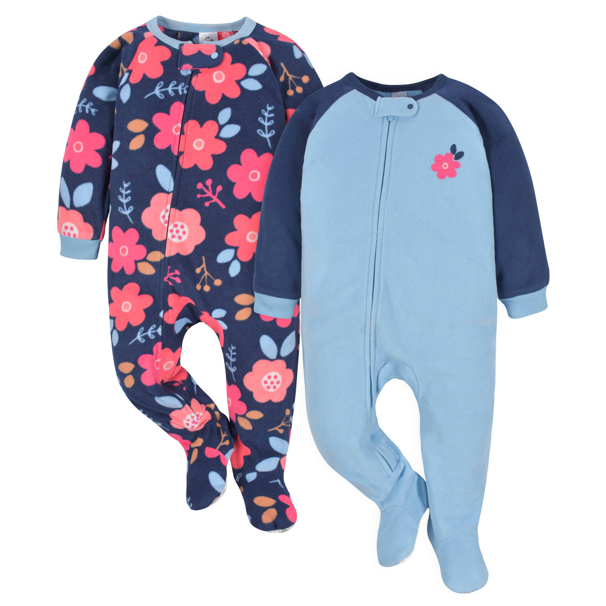 2-Pack Baby & Toddler Girls Navy Floral Fleece Pajamas