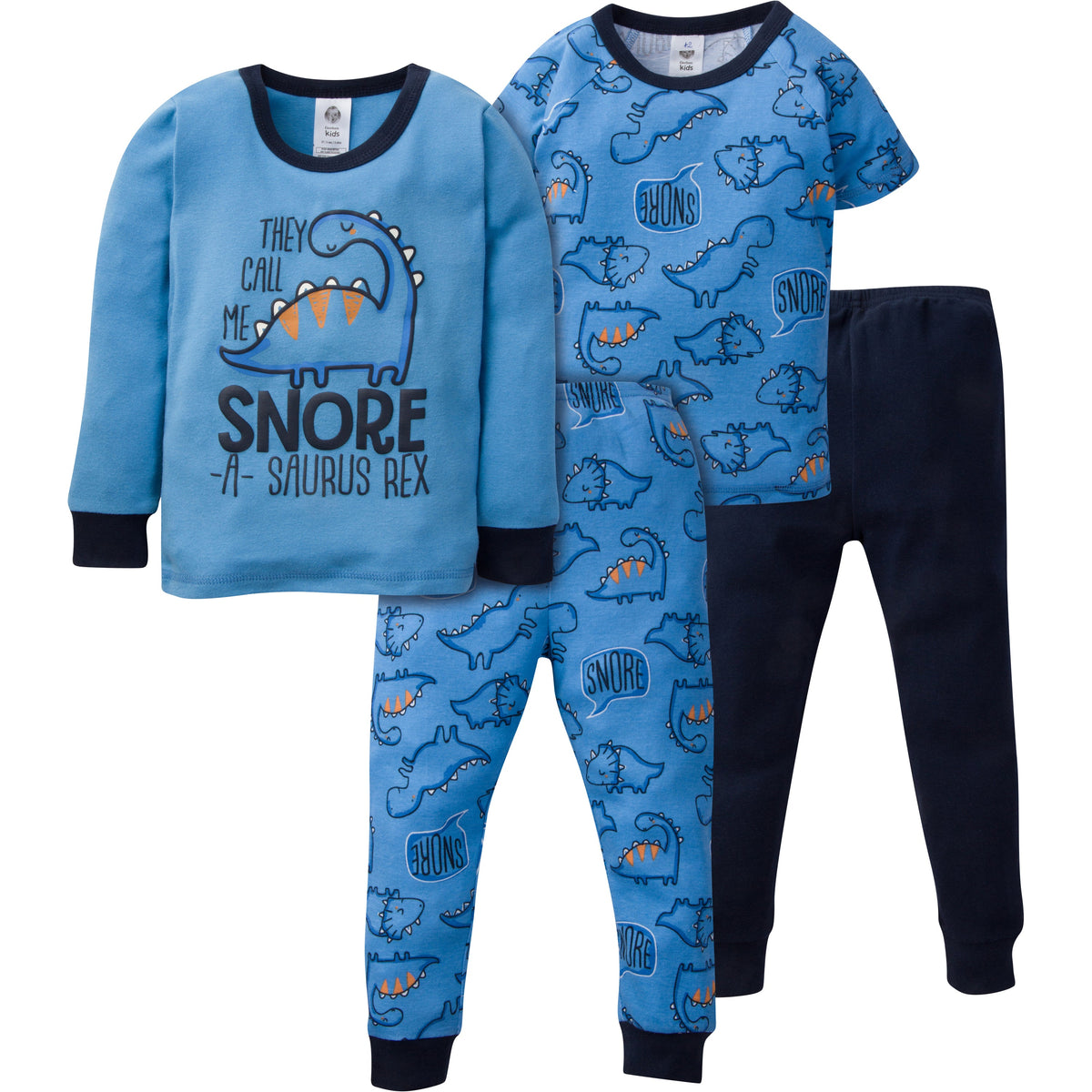 4-Piece Boys Dino Snug Fit Cotton Pajamas