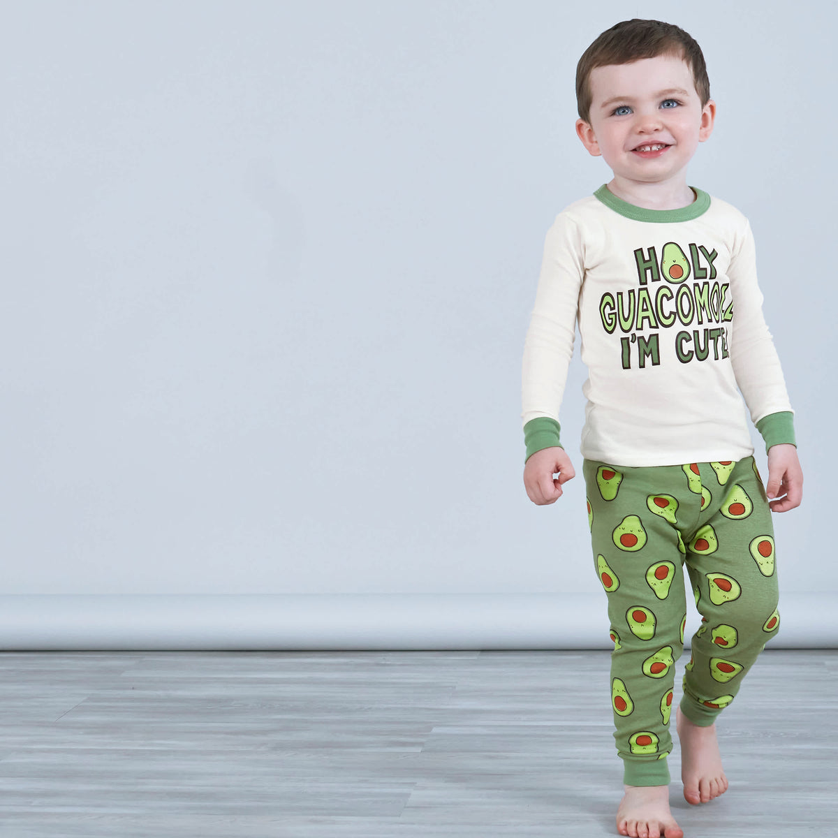 4-Piece Infant & Toddler Neutral Green Avocado Snug Fit Cotton Pajamas, view 2