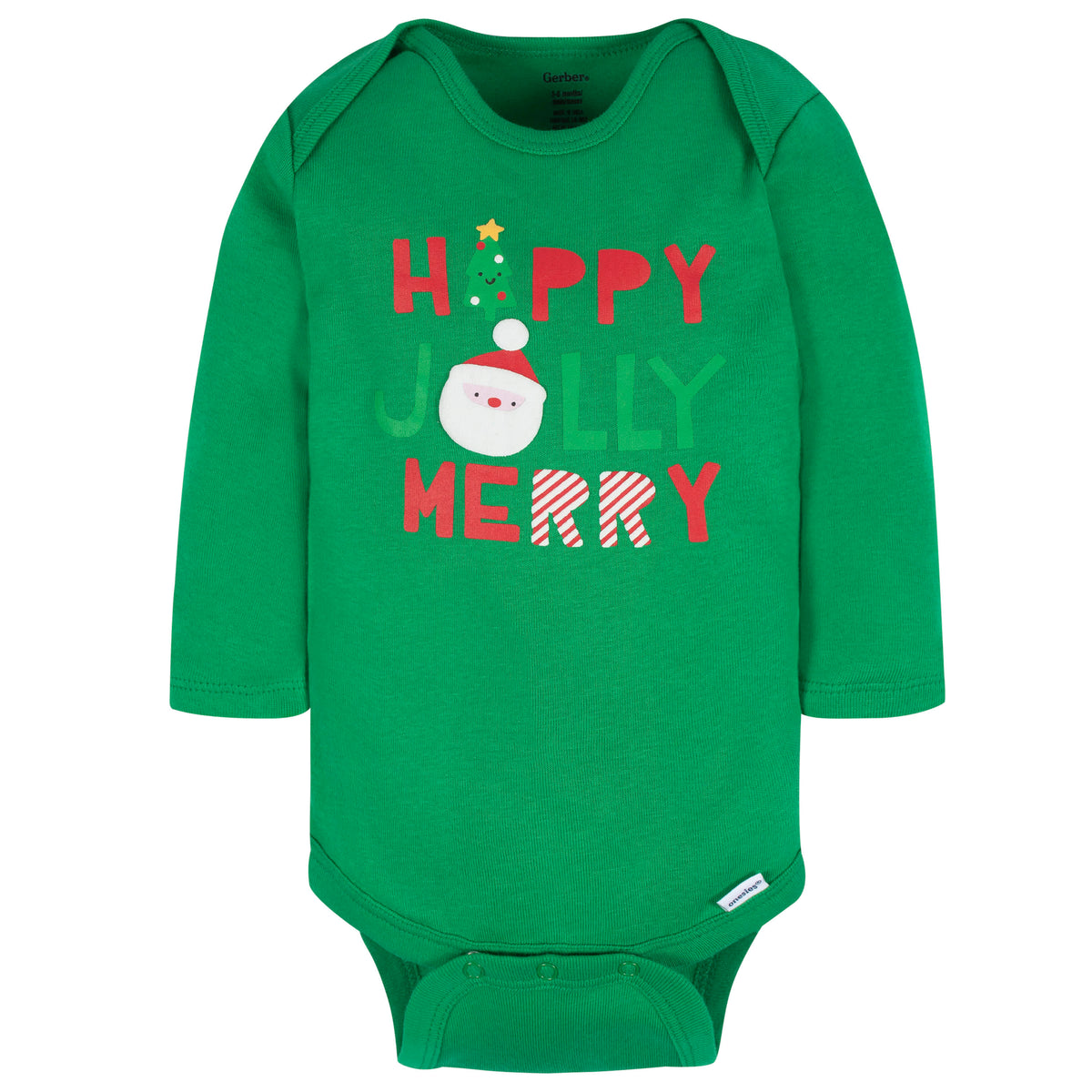 3-Pack Baby Neutral Happy Jolly Long Sleeve Onesies Bodysuits, view 2