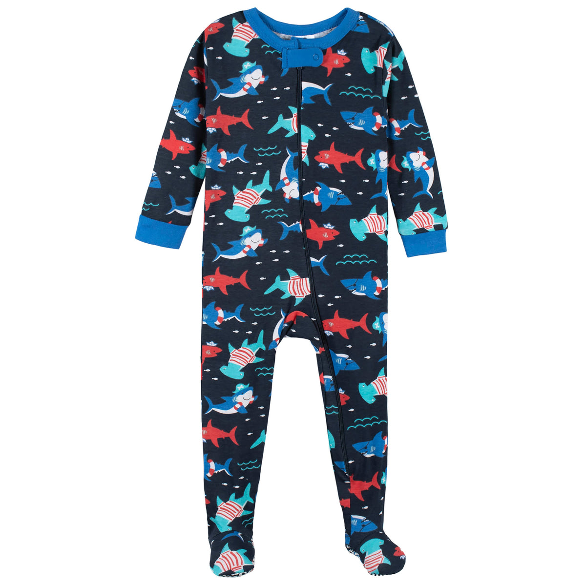2-Pack Baby & Toddler Boys Shark Zone Snug Fit Footed Cotton Pajamas, view 6