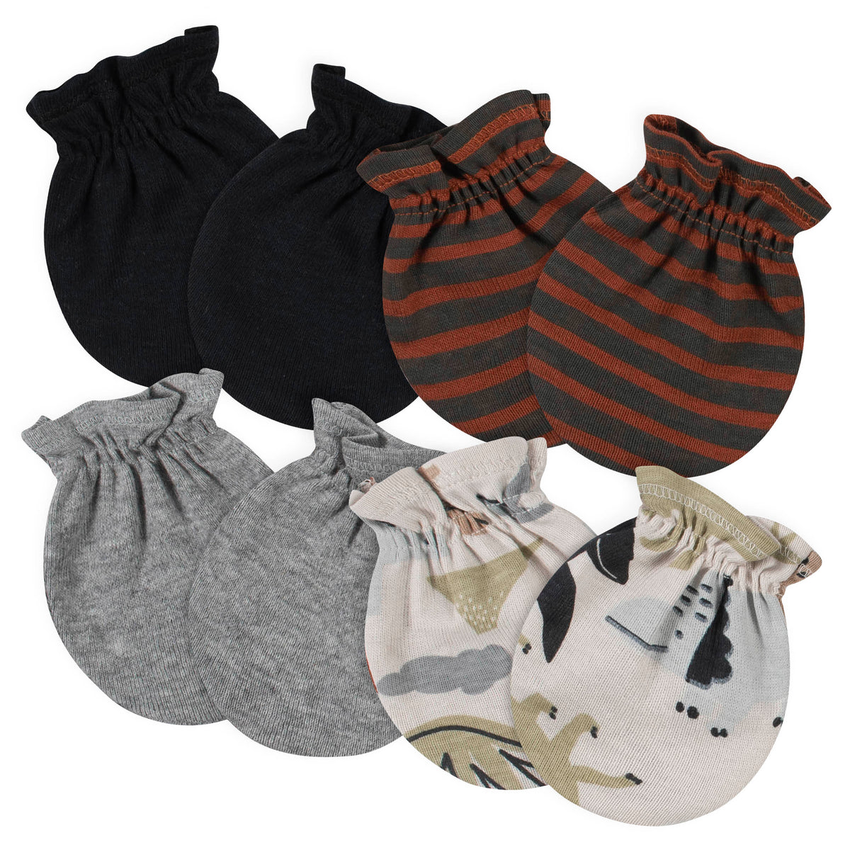 4-Pack Baby Boys Dino No Scratch Mittens