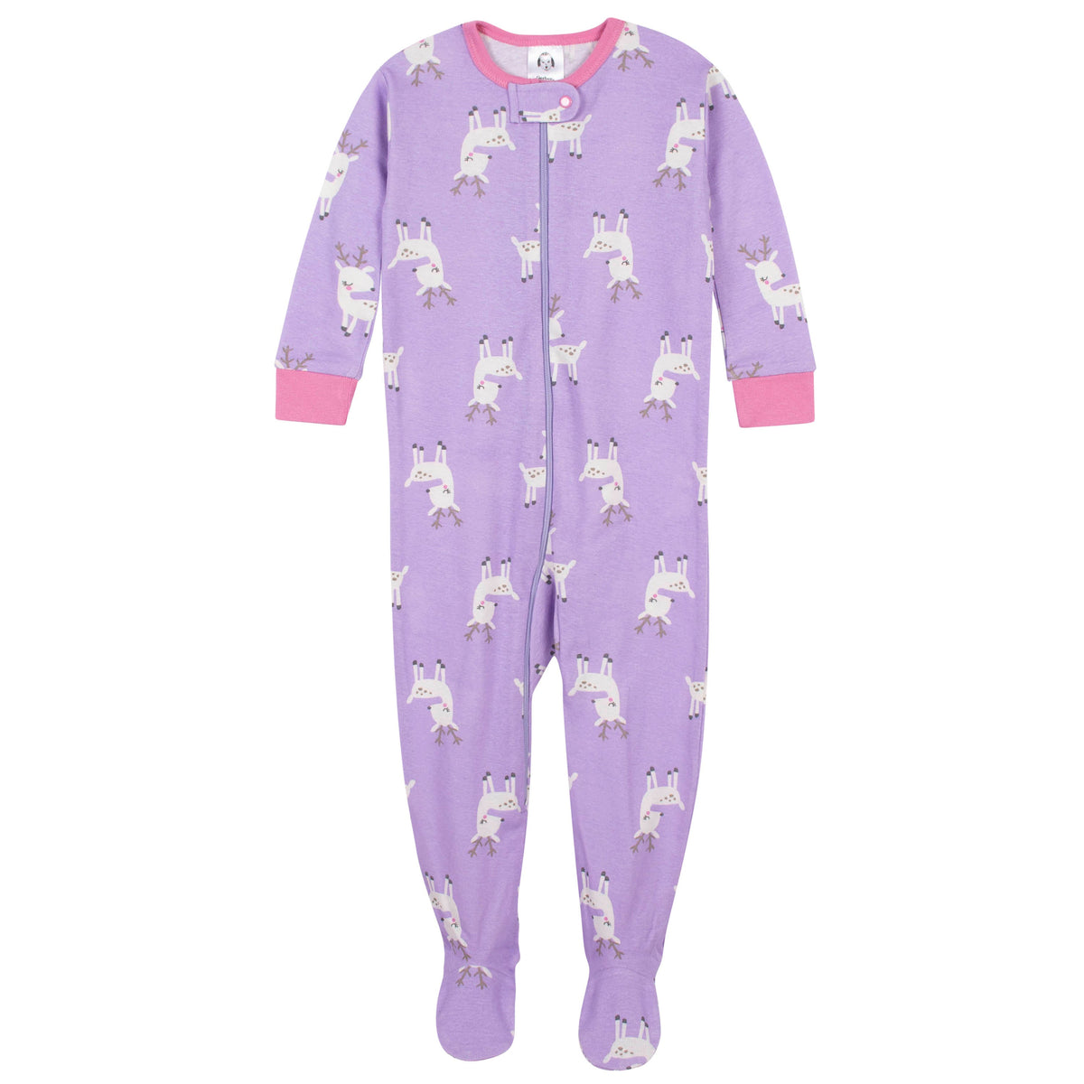 2-Pack Organic Baby Girls Deer Snug Fit Footed Pajamas, view 2