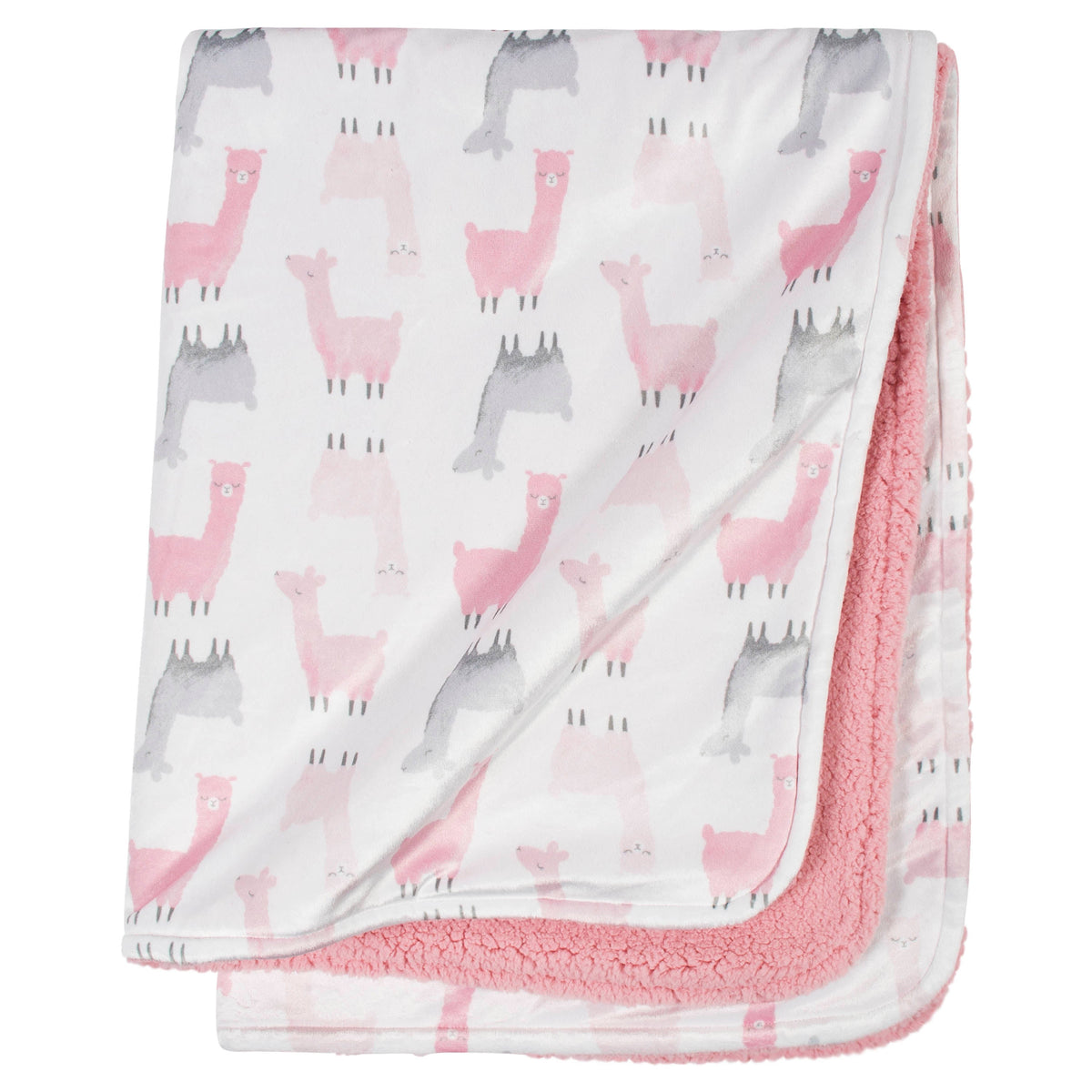 Girls Pink Llama Printed Blanket, view 2