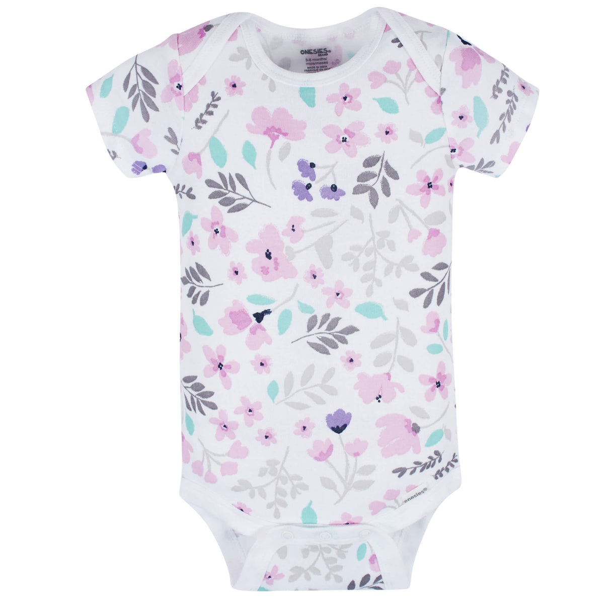 8-Pack Baby Girls Rainbow Floral Short Sleeve Onesies Bodysuits, view 4