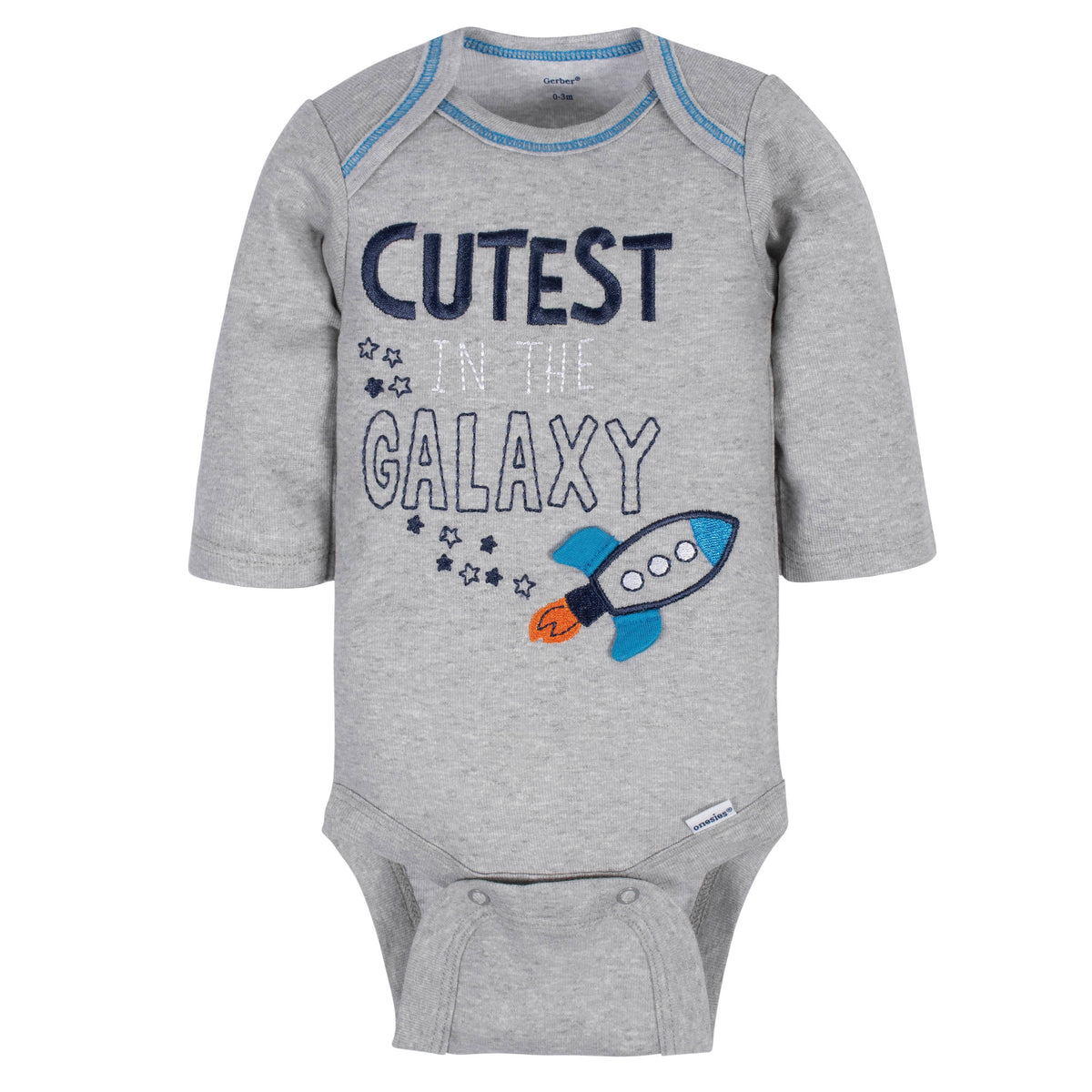 3-Pack Baby Boys Galaxy Long Sleeve Onesies Bodysuits, view 2