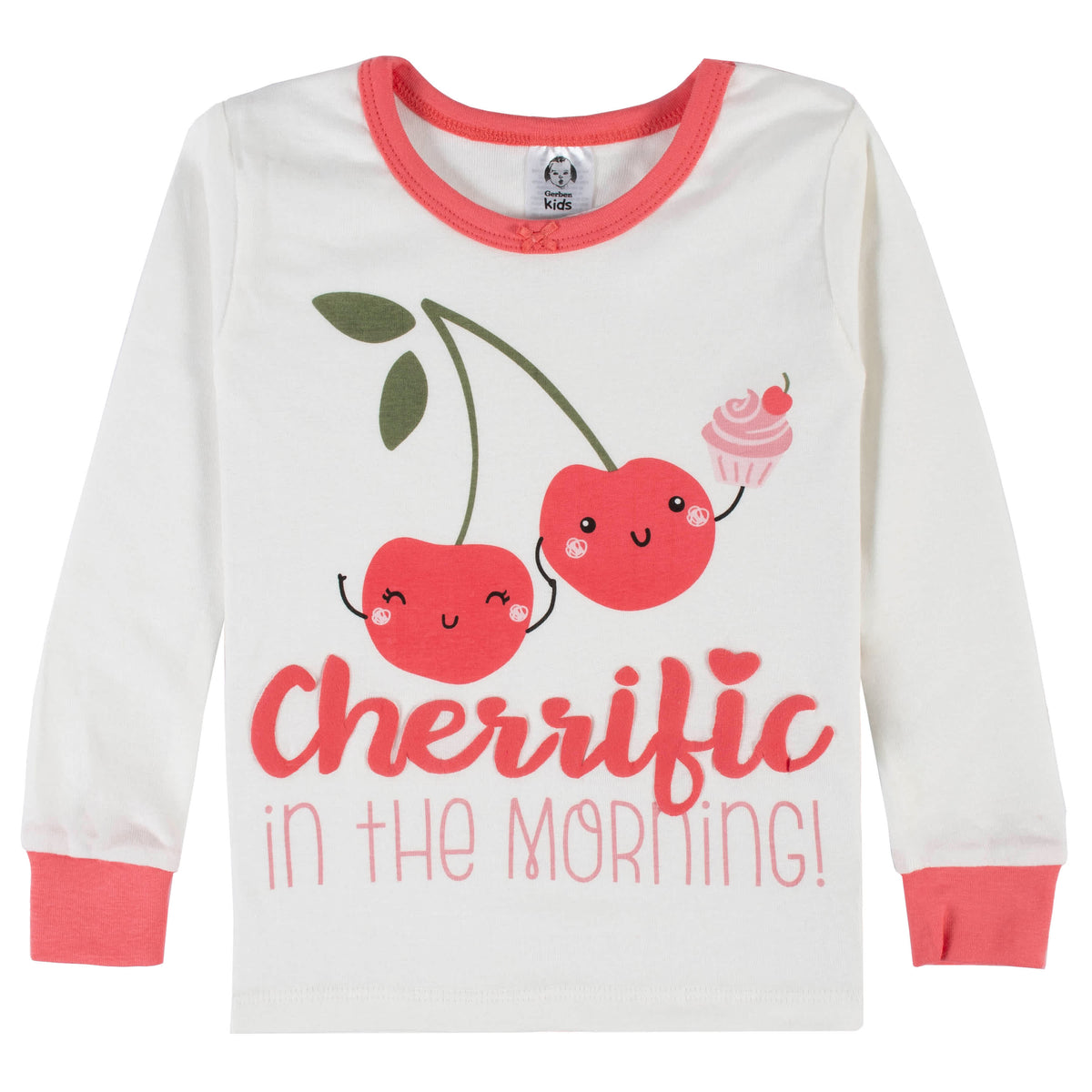 4-Piece Infant & Toddler Girls Cherry Kisses Snug Fit Cotton Pajamas, view 2