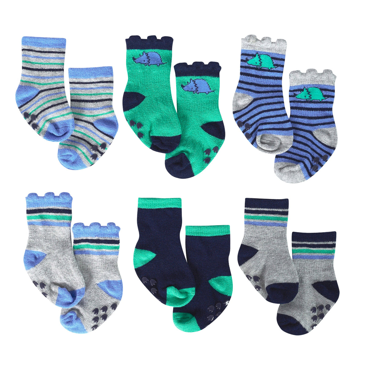 6-Pack Baby Boys Lil Dino Wiggle Proof Socks