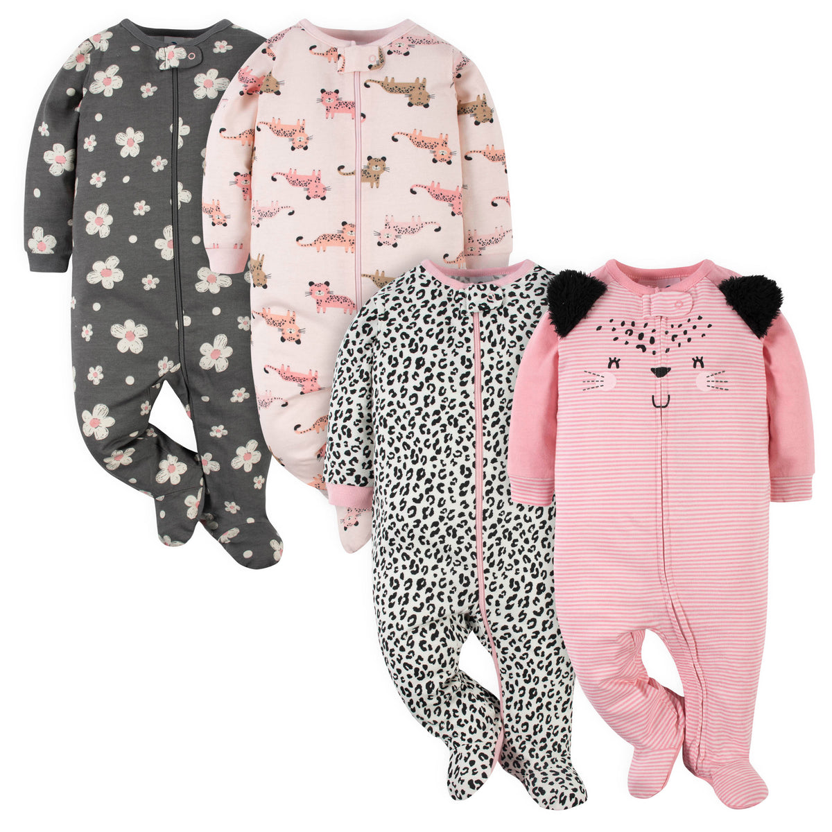 4-Pack Baby Girls Leopard Sleep 'N Plays