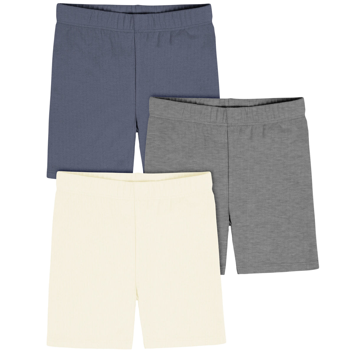 3-Pack Toddler Girls White/Dk Gry Heather/Navy Bike Short