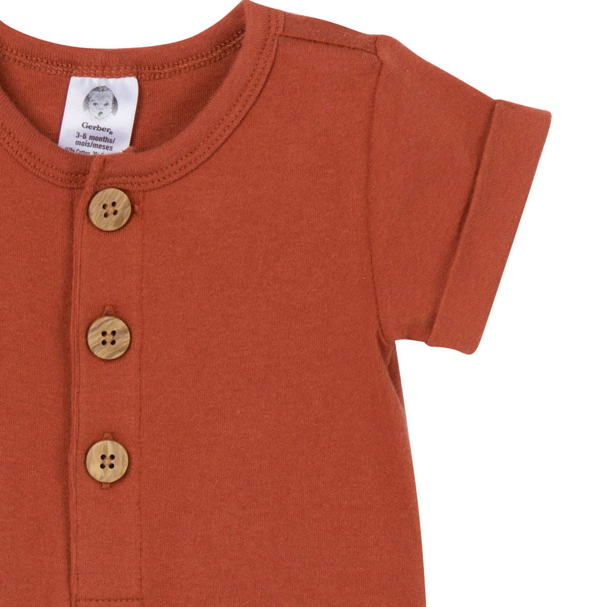 2-Pack Baby Boys Rust/Olive Romper, view 6