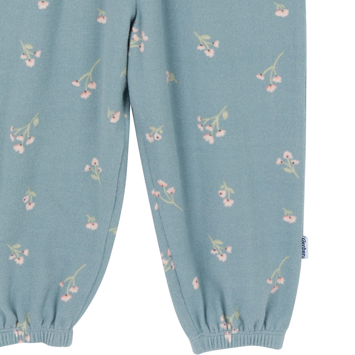 Toddler Girls Blue Floral Hacci Jumpsuit, view 5