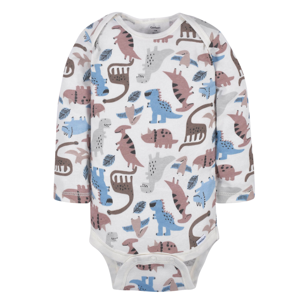 3-Pack Baby Boys Dino Long Sleeve Onesies Bodysuits, view 6