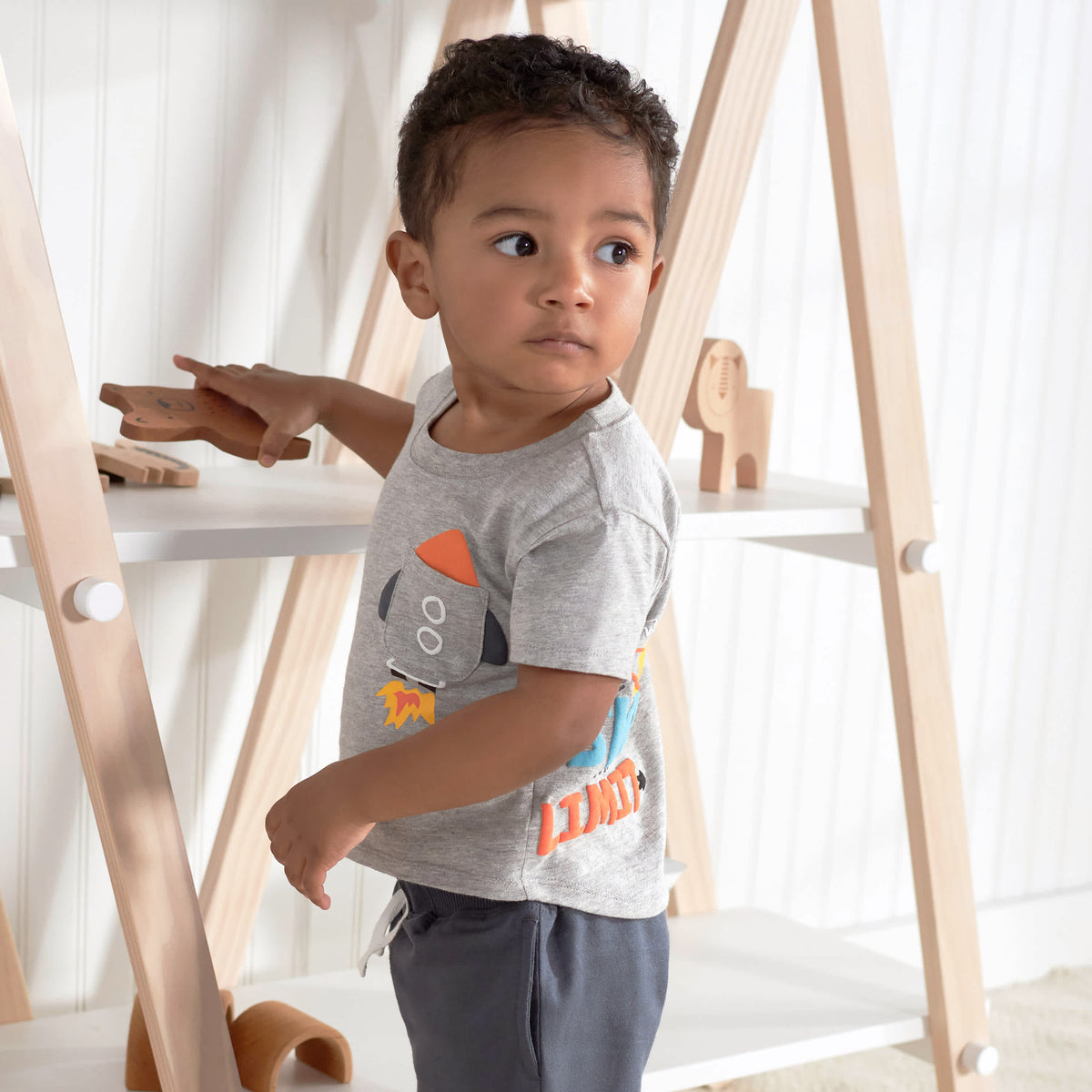 2-Piece Baby & Toddler Boys Blast Off Pocket Tee & Knit Shorts Set, view 3