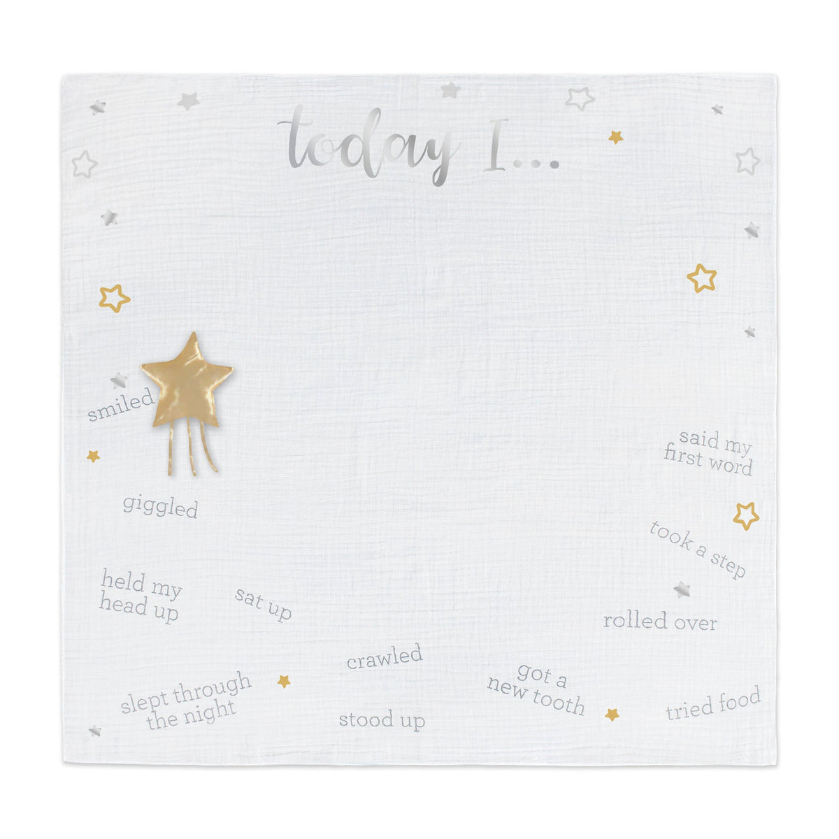 Just Born 2-Piece Baby Neutral Sparkle Milestone Blanket