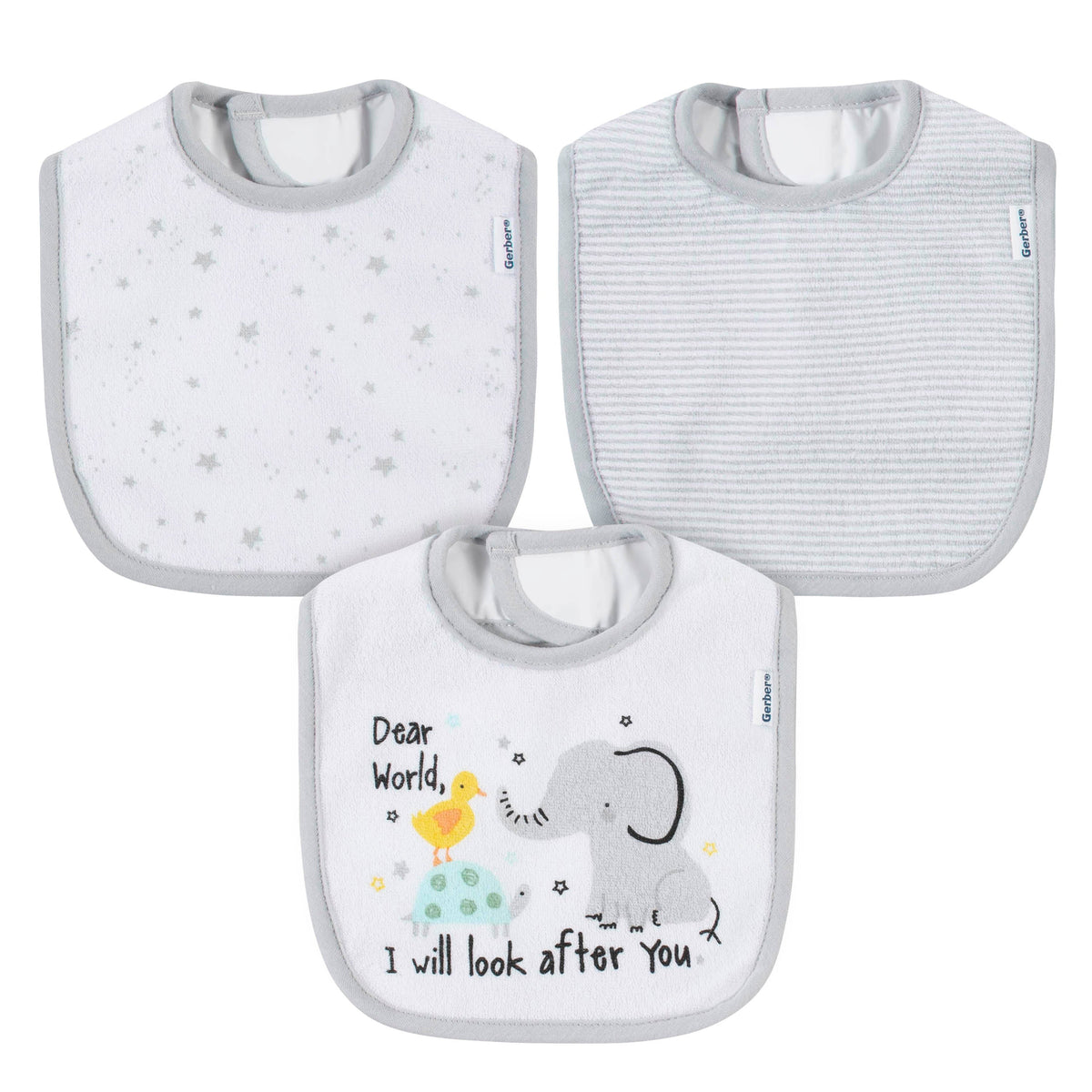 3-Pack Baby Neutral Baby Animals Bibs