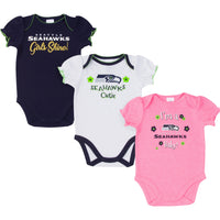 3-Pack Seattle Seahawks Short Sleeve Bodysuits