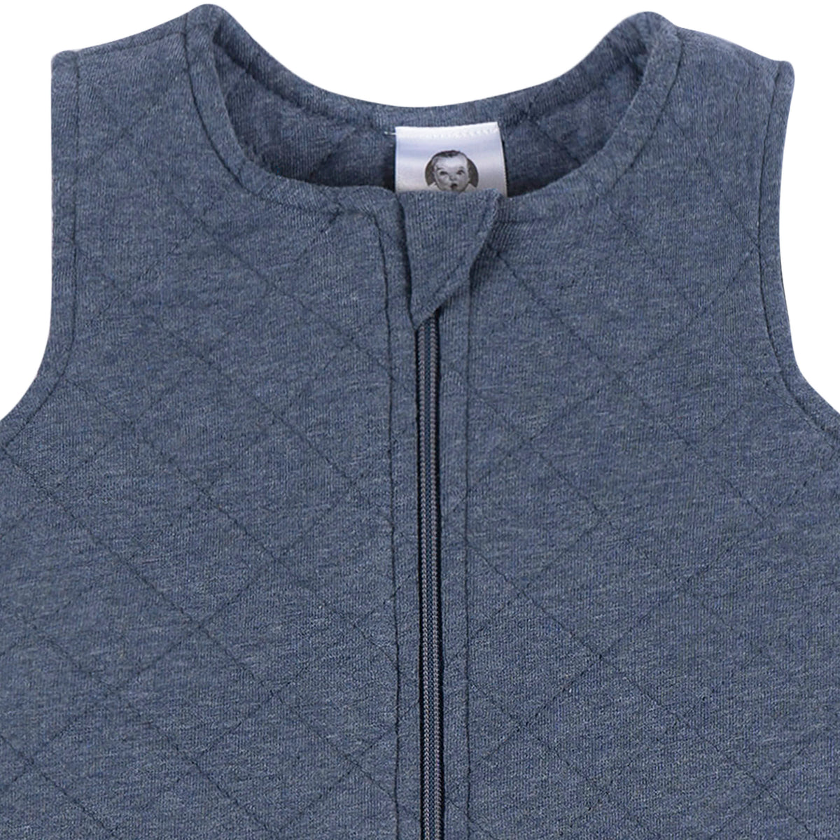 Baby Boys Navy Heather Quilted Jersey Wearable Blanket, view 2