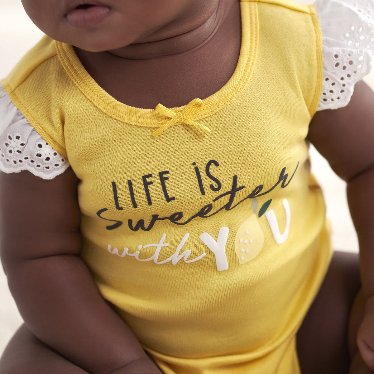 4-Pack Baby Girls Lemon Squeeze Tank Onesies Bodysuits, view 3