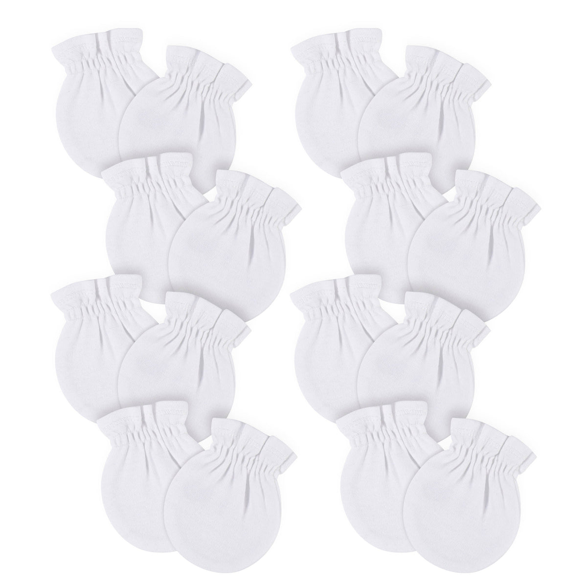 8-Pack Baby White No Scratch Mittens