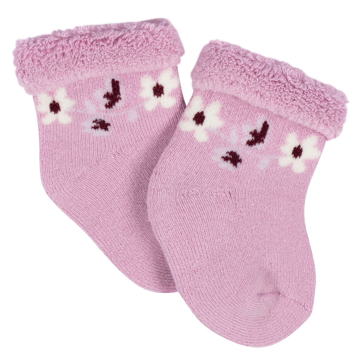 12-Pack Baby Girls Lavender Garden Terry Wiggle Proof Socks, view 6