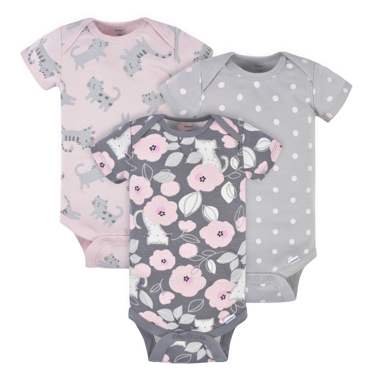 3-Pack Baby Girls Floral Short Sleeve Onesies Bodysuits