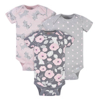 3-Pack Baby Girls Floral Short Sleeve Onesies®  Bodysuits