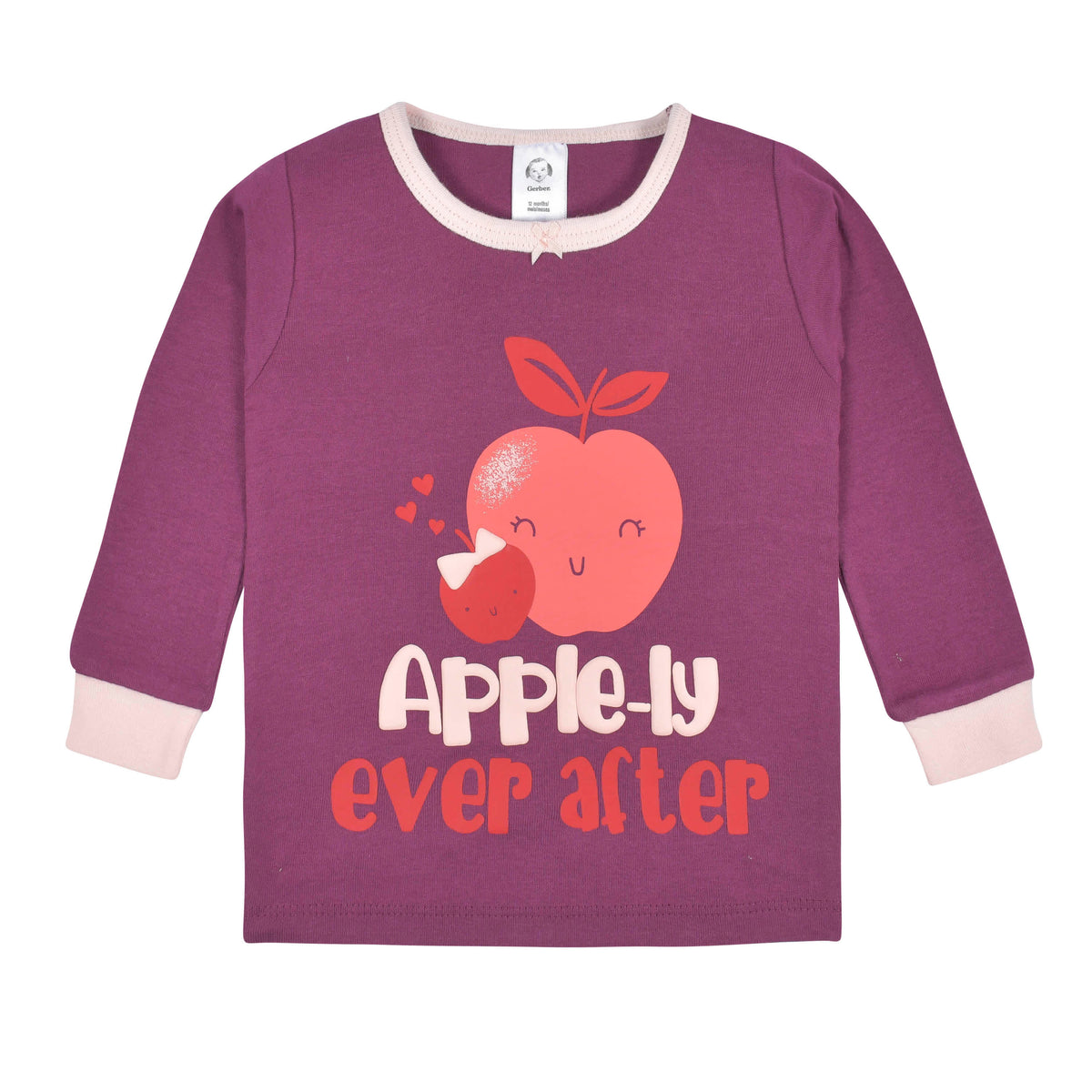 4-Piece Infant & Toddler Girls Apple Bouquets Snug Fit Cotton Pajamas, view 5