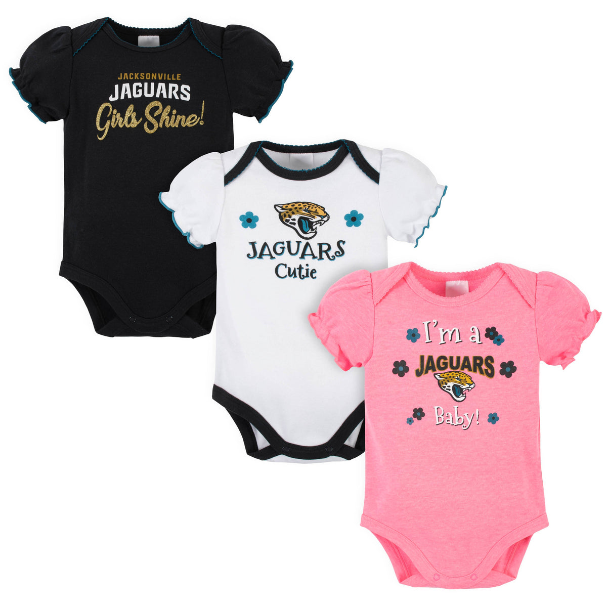 3-Pack Jacksonville Jaguars Short Sleeve Bodysuits