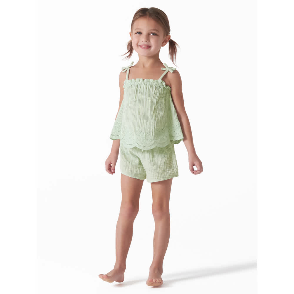 2-Piece Infant & Toddler Girls Aqua Top & Short Set, view 2