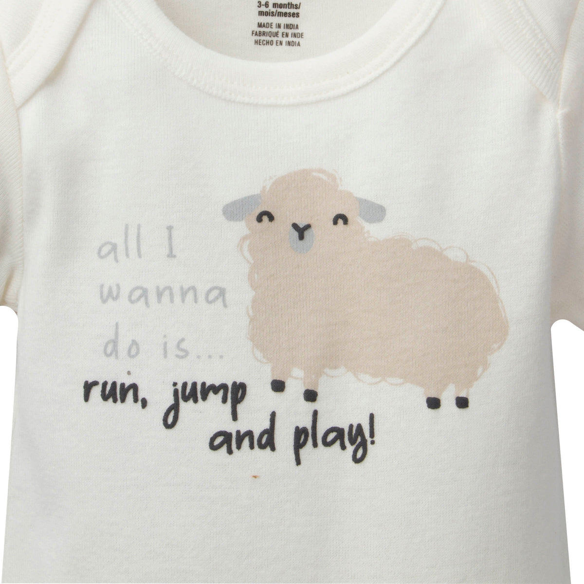 3-Piece Baby Neutral Sheep Onesies Bodysuits & Pants Set, view 2