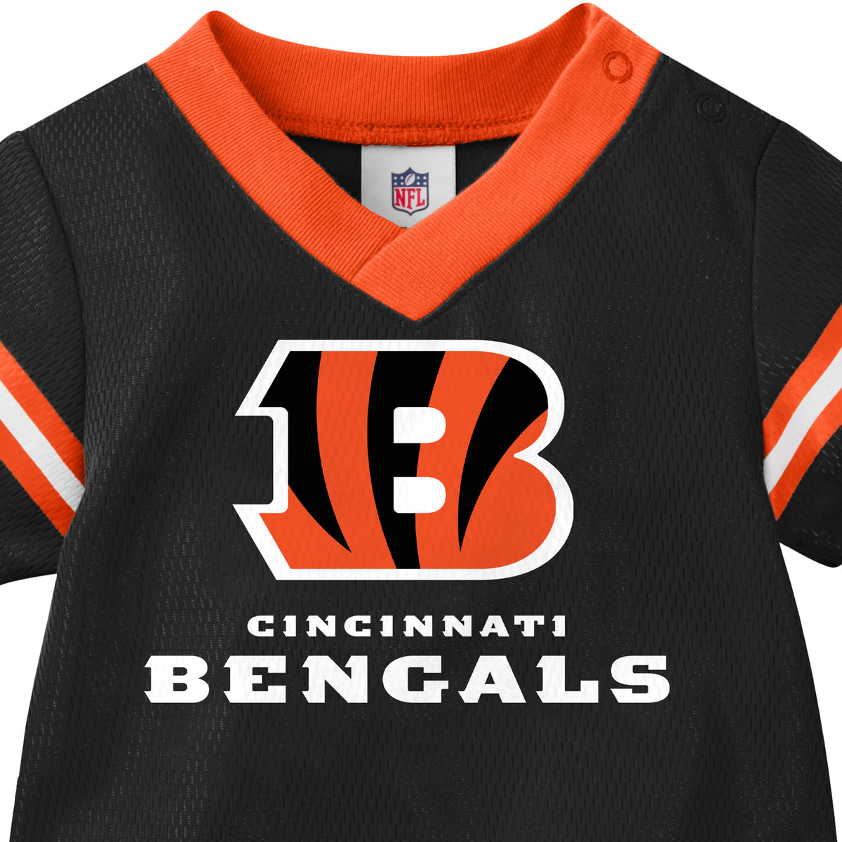 Baby Boys Bengals Short Sleeve Jersey Bodysuit, view 3
