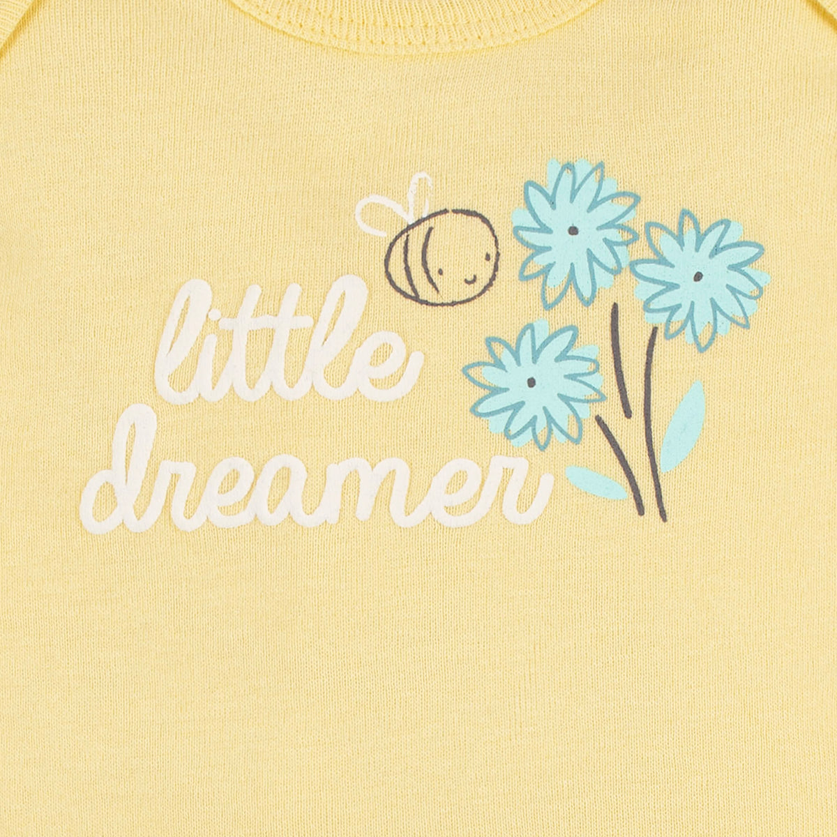 4-Pack Baby Girls Bee Petals Short Sleeve Onesies Brand Bodysuits, view 7