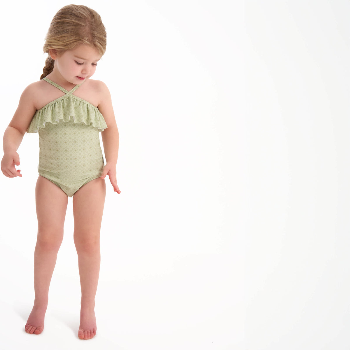 Toddler Girls Eyelet Floral Swimsuit, view 2