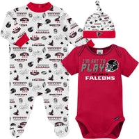 3-Piece Baby Boys Atlanta Falcons Bodysuit, Sleep 'N Play & Cap Set