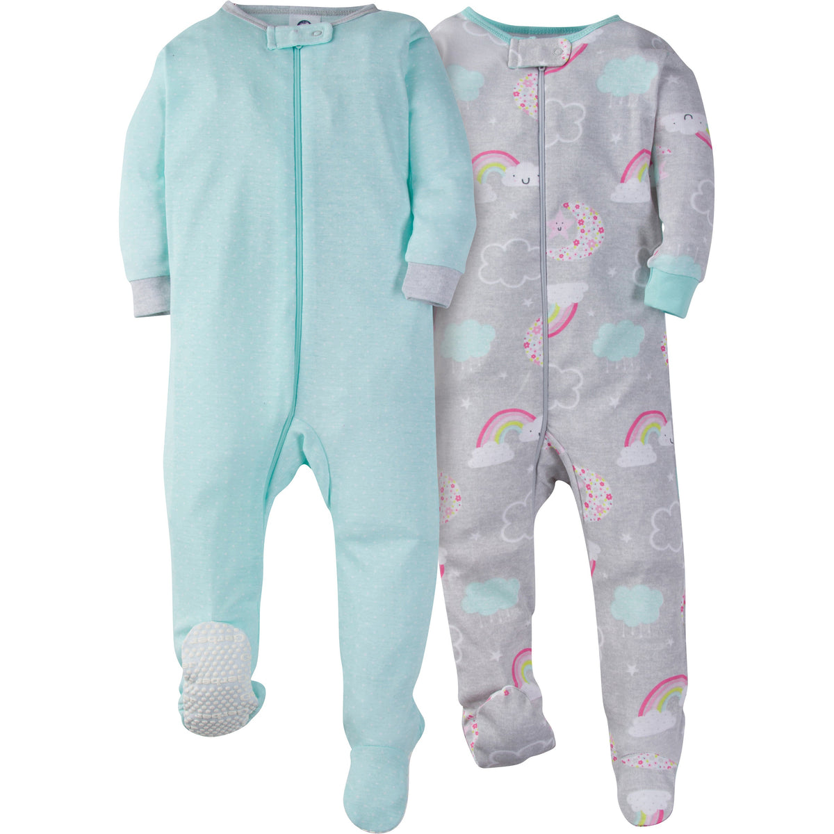 Gerber Baby Girls' 2-Pack Rainbow Unionsuits