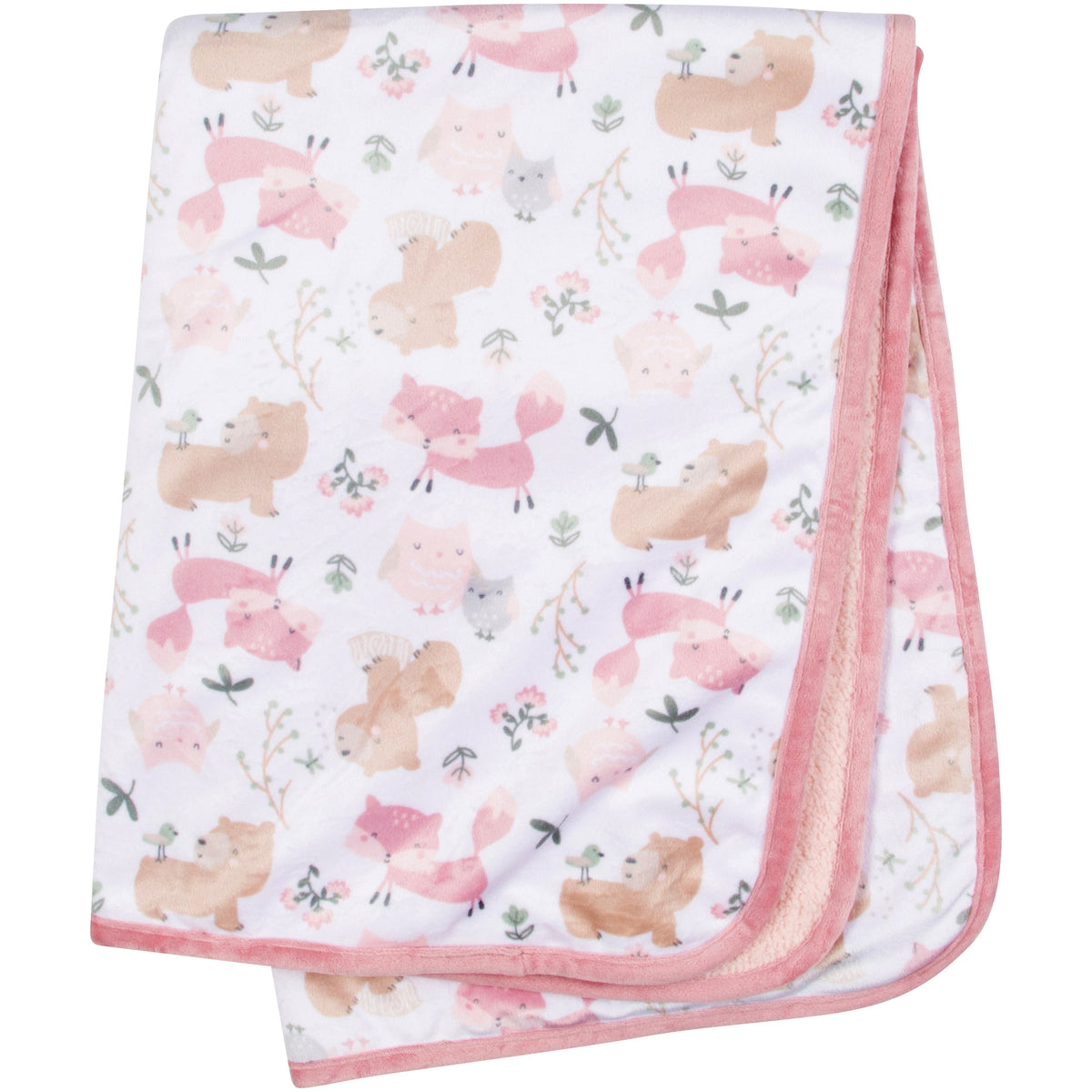 Baby Girls Woodland Critters Plush Blanket